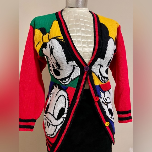 VINTAGE Mickey & Friends Walt Disney sweater cardigan S/M - Picture 2 of 11